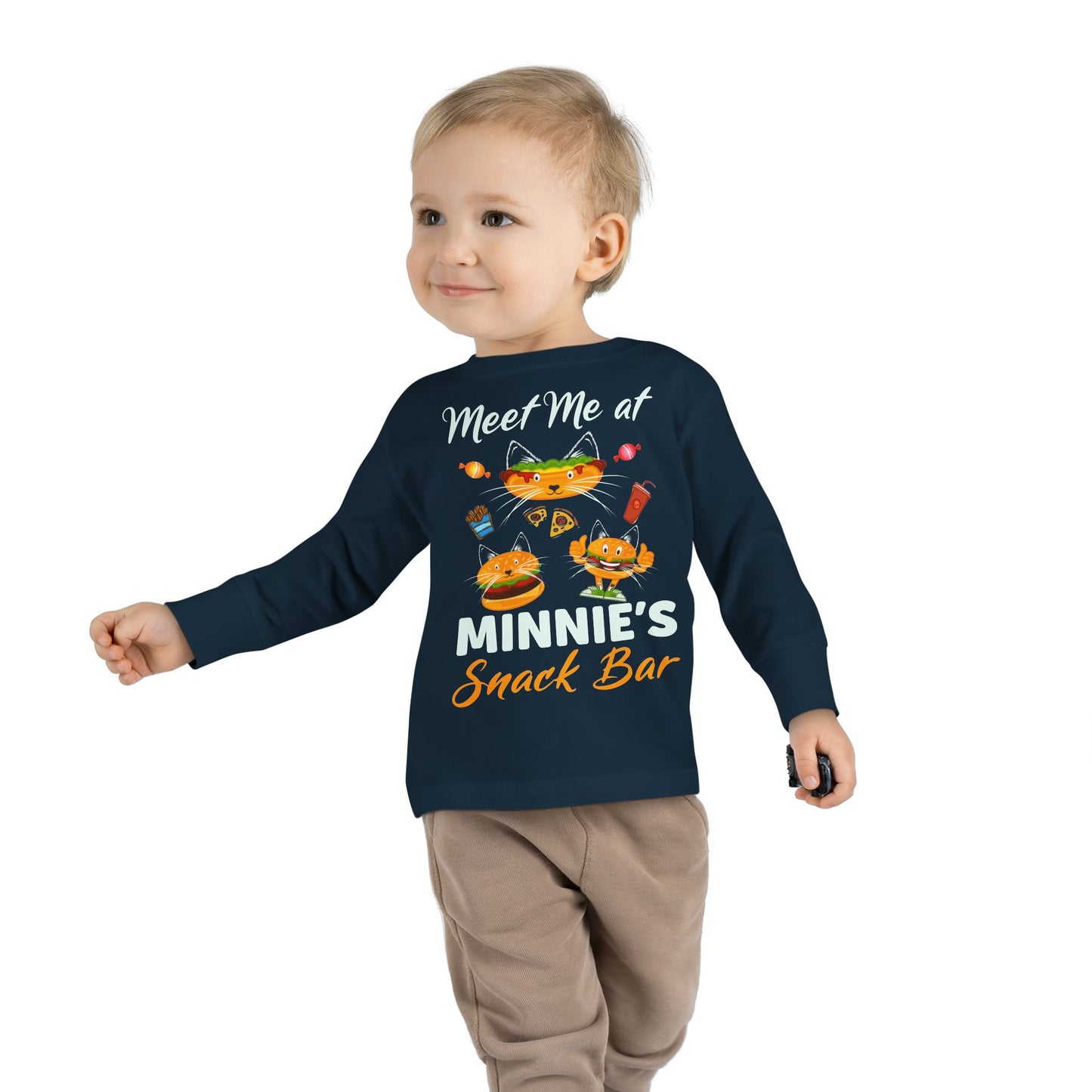 Toddler Long Sleeve Tee - "Meet Me at Minnie's Snack Bar" Cute Cat Design