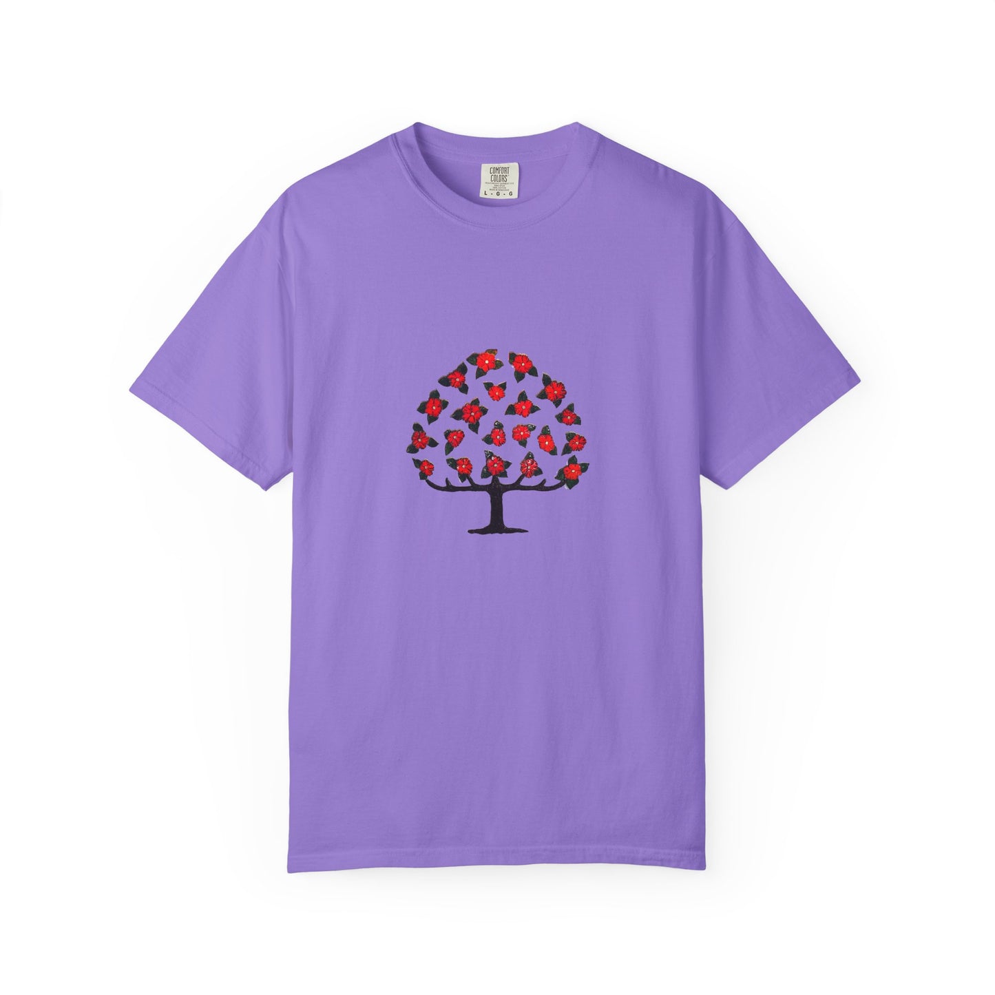 Unisex Garment-Dyed T-Shirt with Blooming Tree Design - Eco-Friendly Fashion