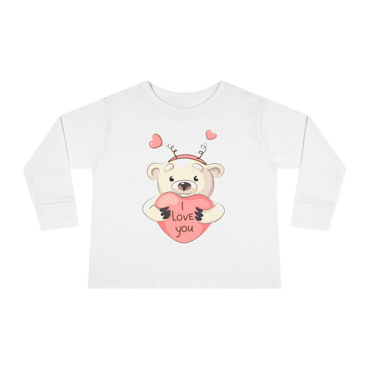 Toddler Long Sleeve Tee Cute Bear Love You