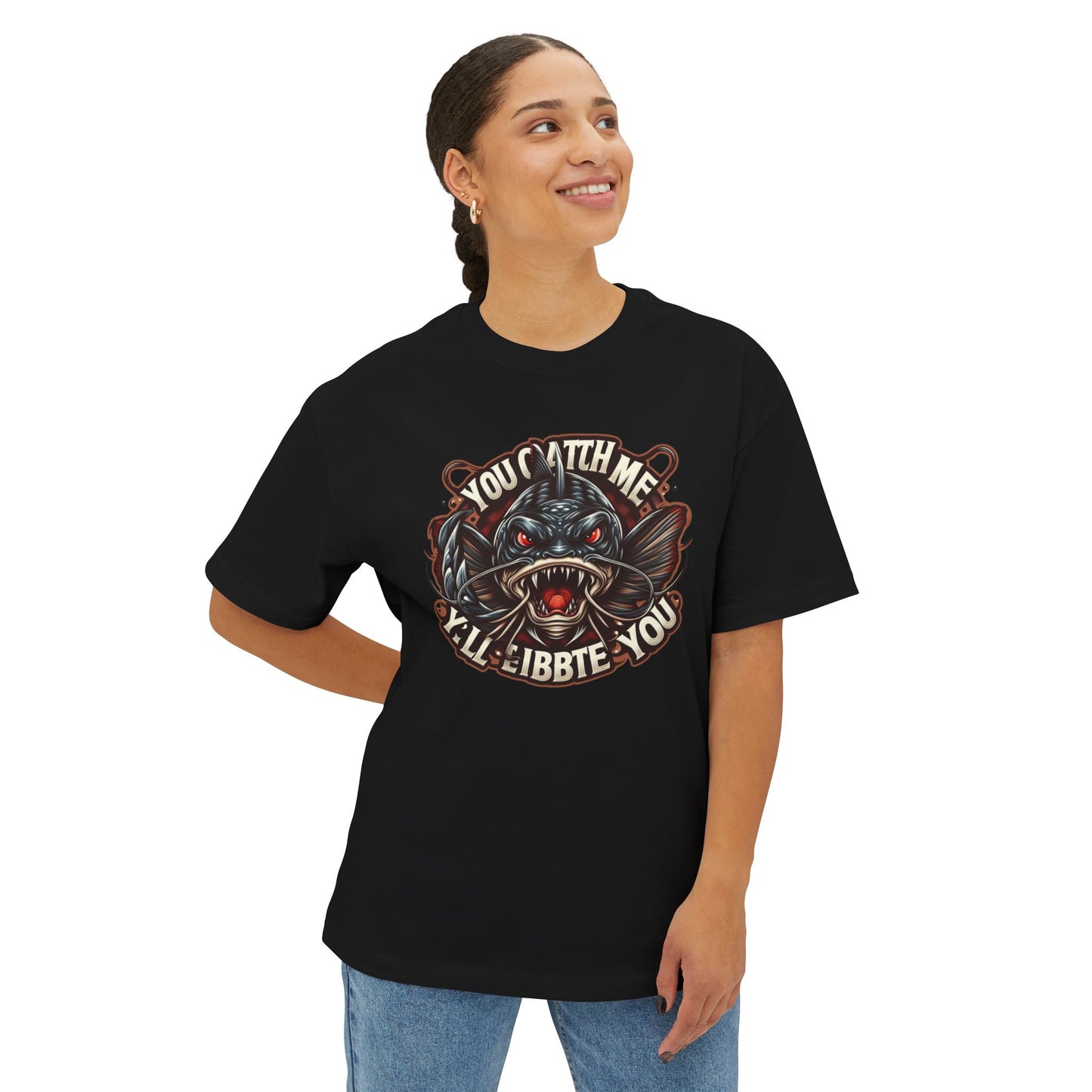 Funny Fish Graphic Oversized Boxy Tee - For Pike Fans