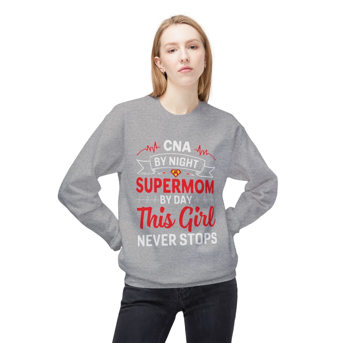 Women's Fleece Sweatshirt – Supermom Nurse Graphic for Proud Moms