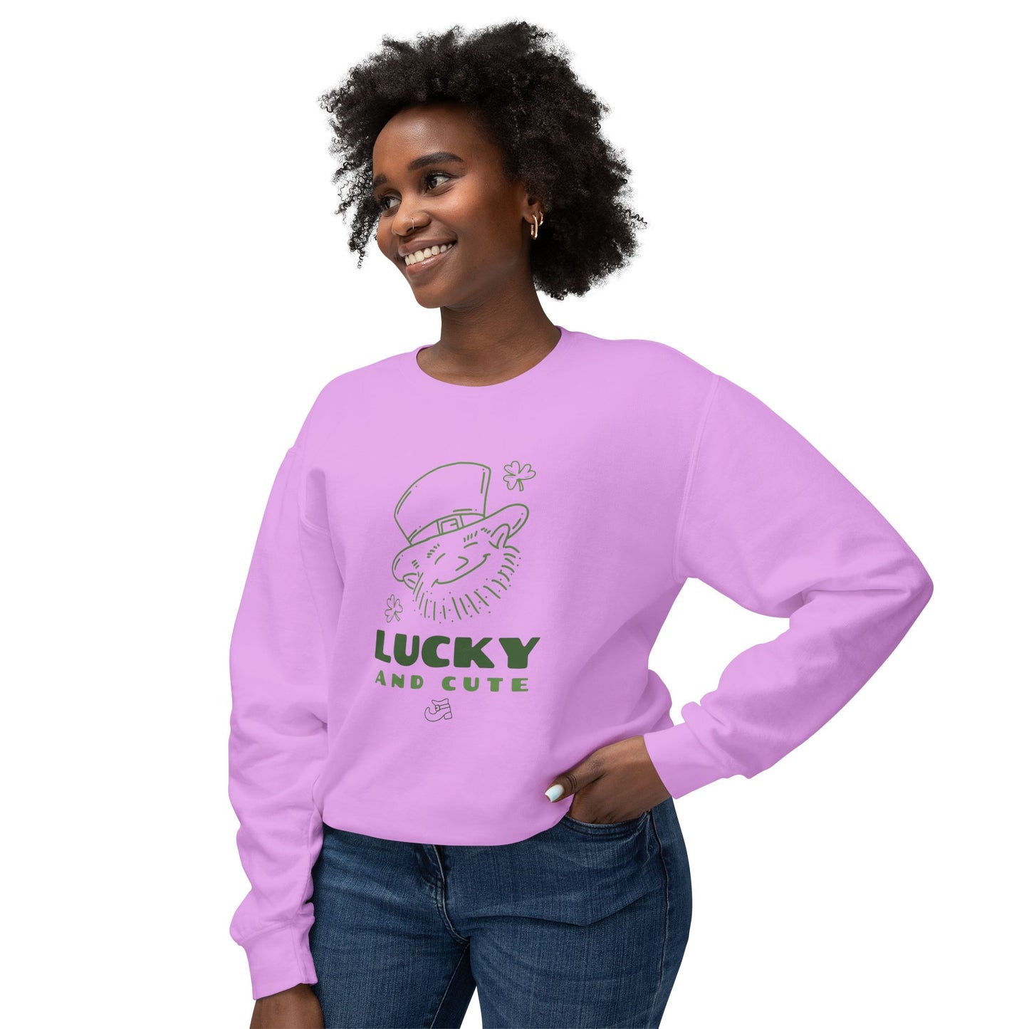Women's Sweatshirt St. Patrick Day Stamp Lucky and Cute
