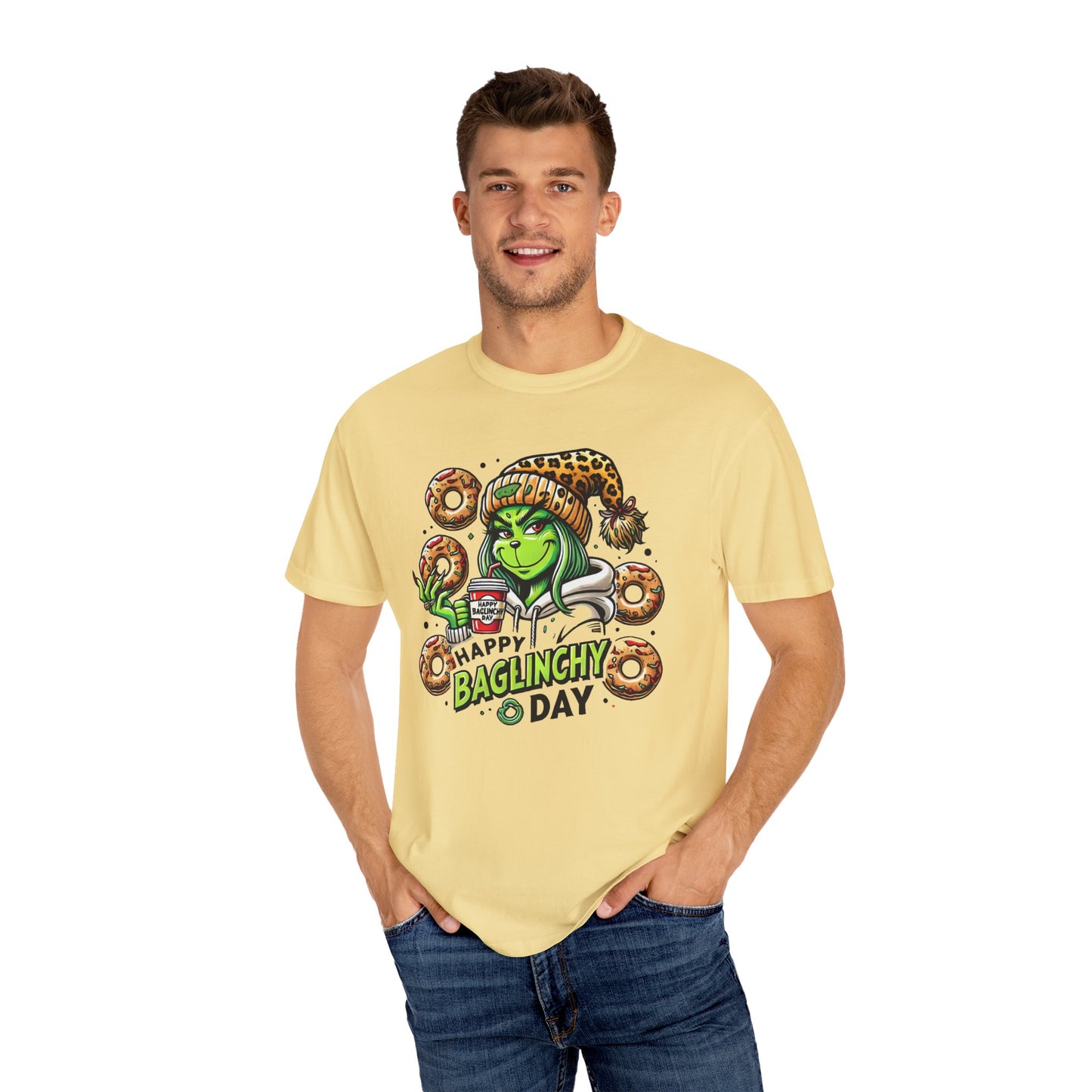 Happy Bagels Day Unisex T-Shirt with Grinchy Design