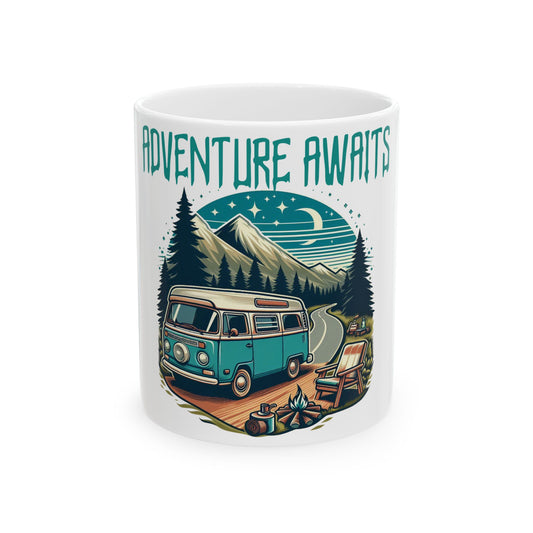 Adventure Awaits Ceramic Mug - Nature Lover's Coffee Cup (11oz, 15oz)
