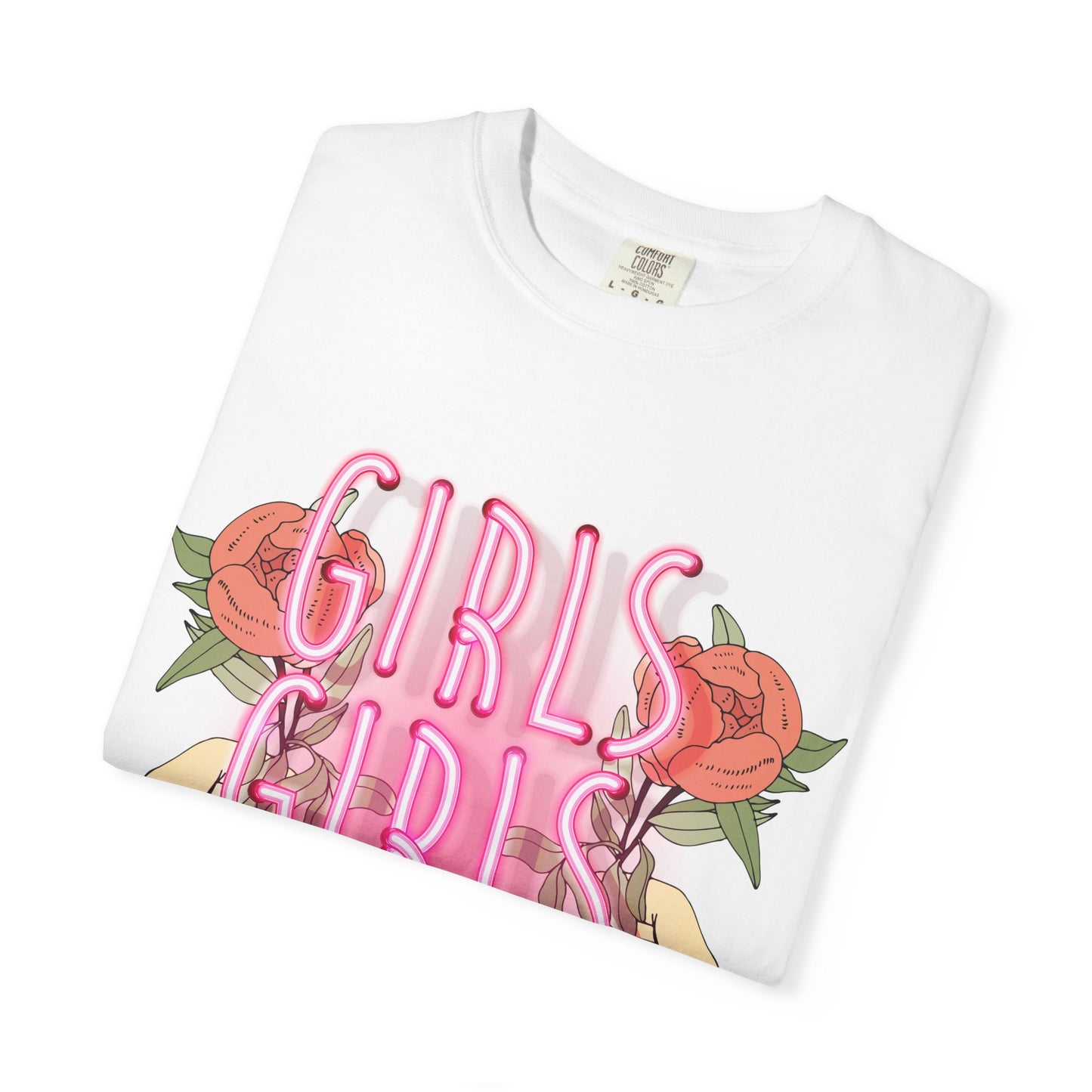 Women Fun Floral T-shirt Girls Girls Girls - Fun Design for Empowering Vibes