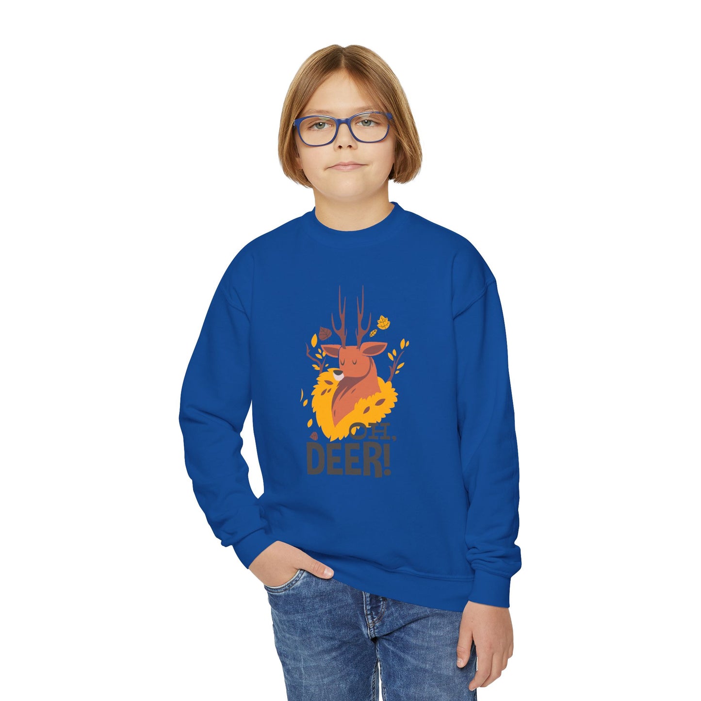 Youth Sweatshirt for Boys - Oh Deer! Cozy Fall Design