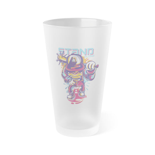 Frosted Pint Glass - Stand Strong Graphic, 16oz | Perfect for Parties & Gifts