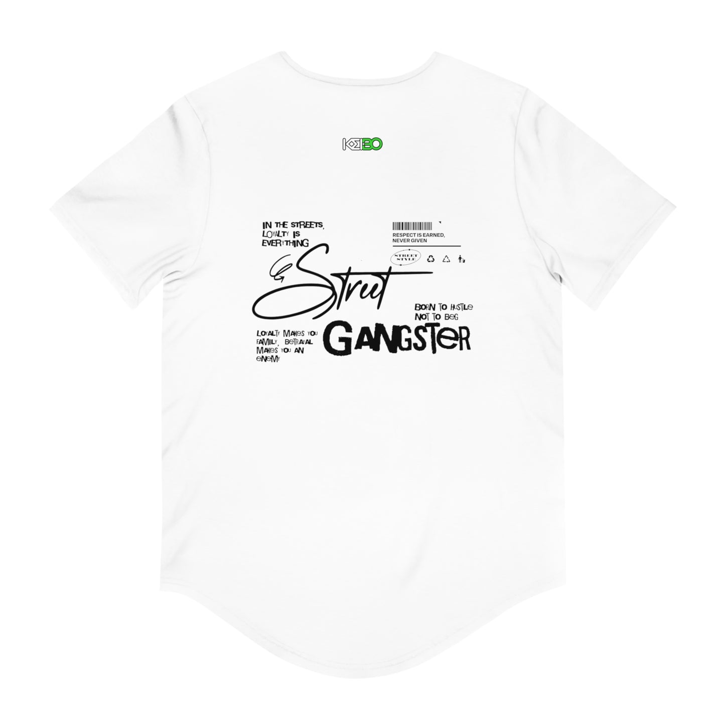 Street Gangster Men's Curved Hem Tee – Urban Hip Hop Style T-Shirt