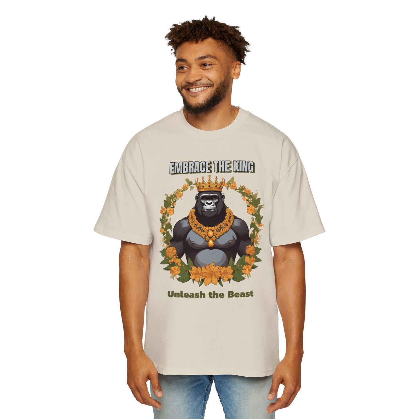 Embrace the King Men's Oversized Tee - Unleash the Beast
