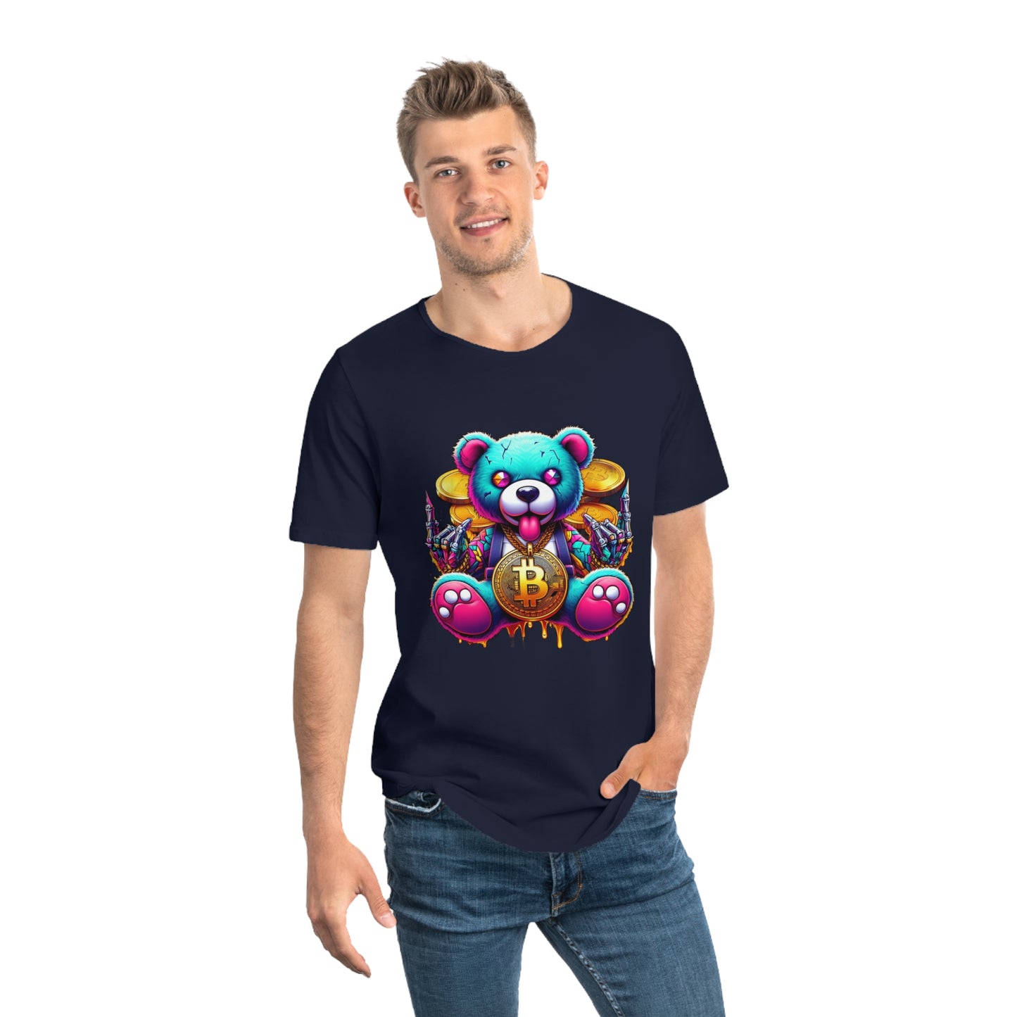 Colorful Teddy Bear Men's Graphic Tee – Fun & Stylish Bear T-Shirt