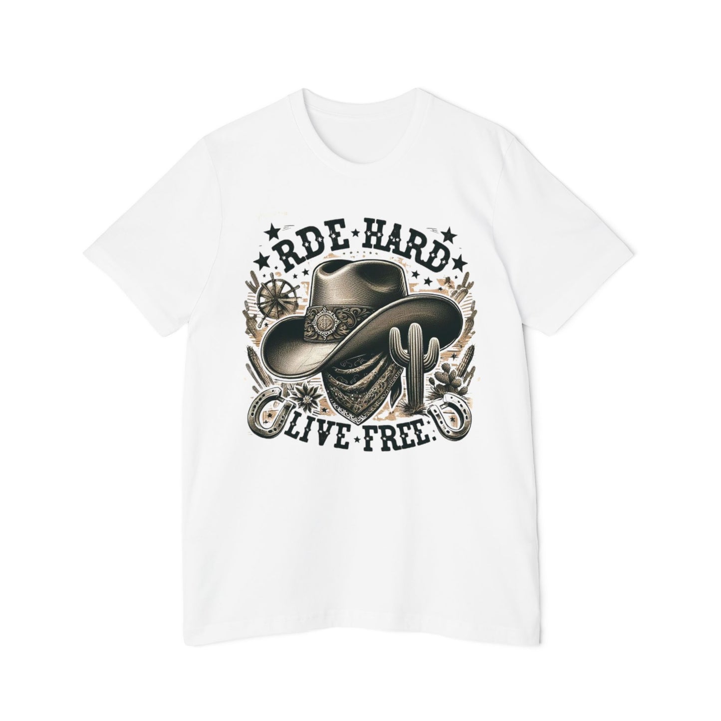 Rustic Cowboy Core Men's Tee – Ride Hard Live Free Shirt for Adventurers