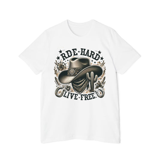 Rustic Cowboy Core Men's Tee – Ride Hard Live Free Shirt for Adventurers