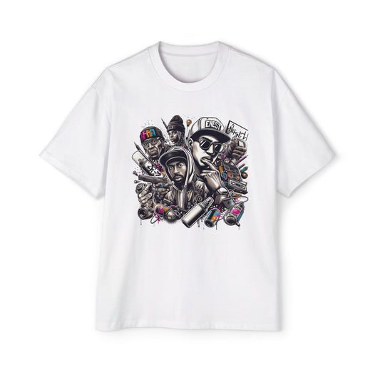 Men's Heavy Oversized Tee - Urban Graffiti Gangsta Streetwear Shirt