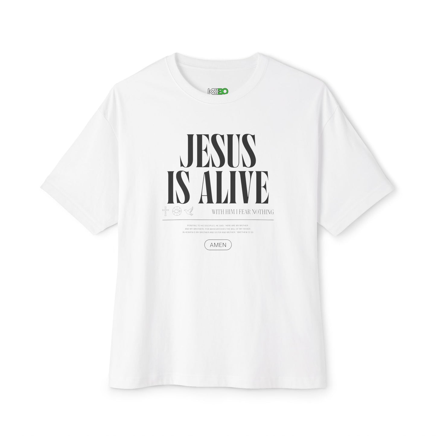 Faith-Inspired Men's Oversized Boxy Tee - "Jesus is Alive" Graphic Tee