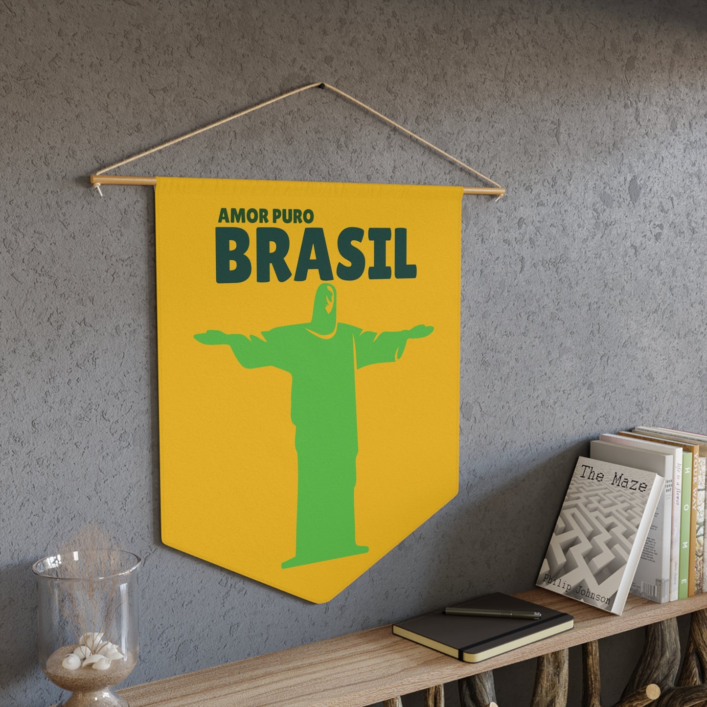 Brazilian Love Pennant - Wall Decor with Christ the Redeemer Design