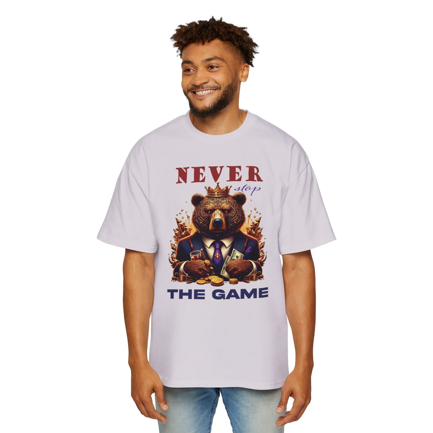 Stylish Men's Oversized Tee - "Never Stop The Game" Graphic T-shirt