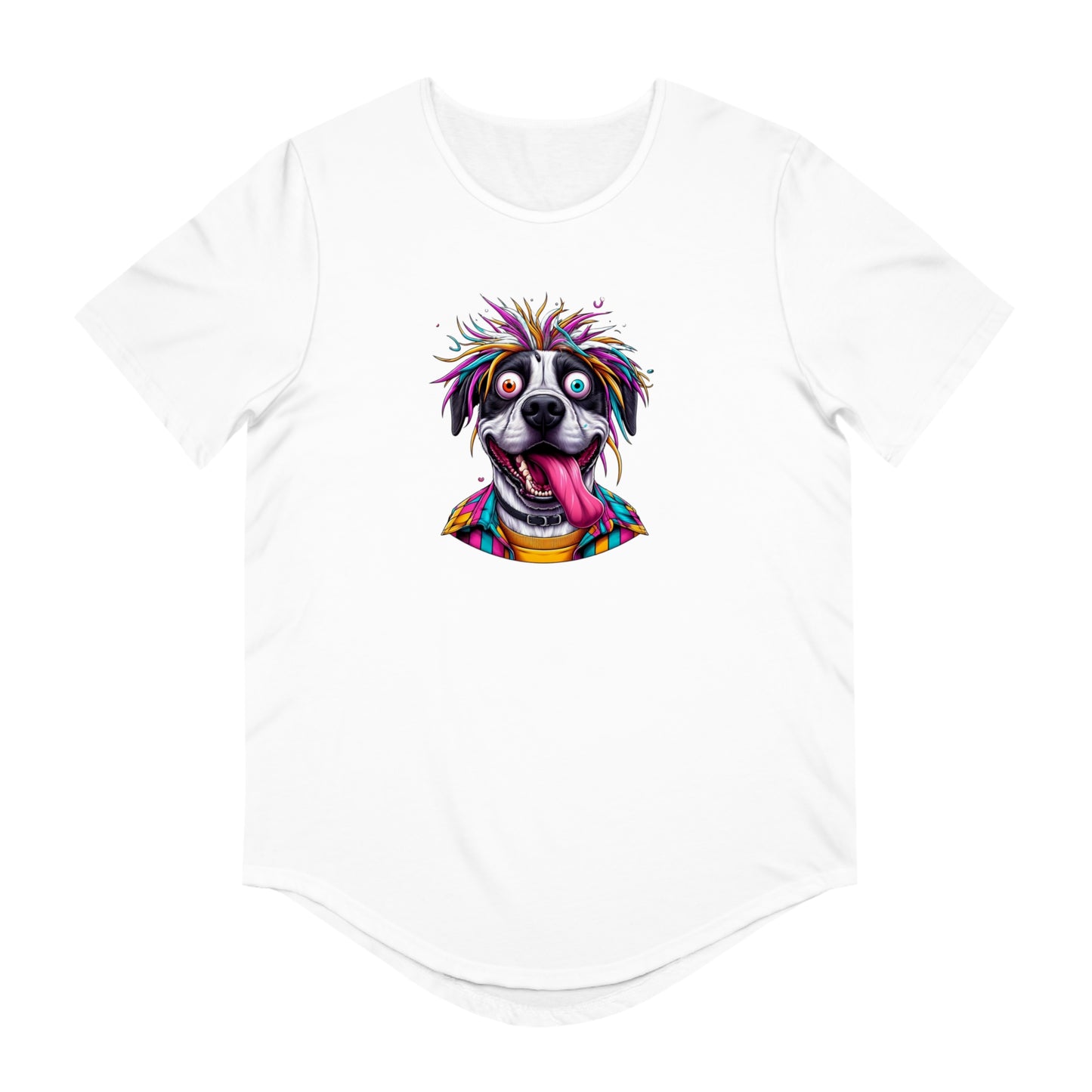 Funny Dog Graphic Curved Hem Tee for Men – Perfect for Dog Lovers