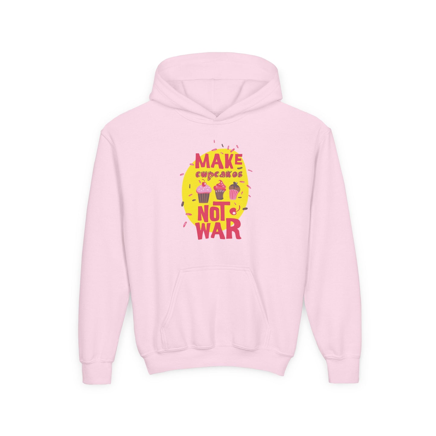 Fun Youth Hoodie for Girl "Make Cupcakes Not War"