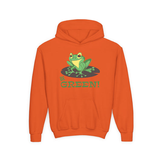 Eco-Friendly Youth Hoodie for Girls - 'Be Green!' Design