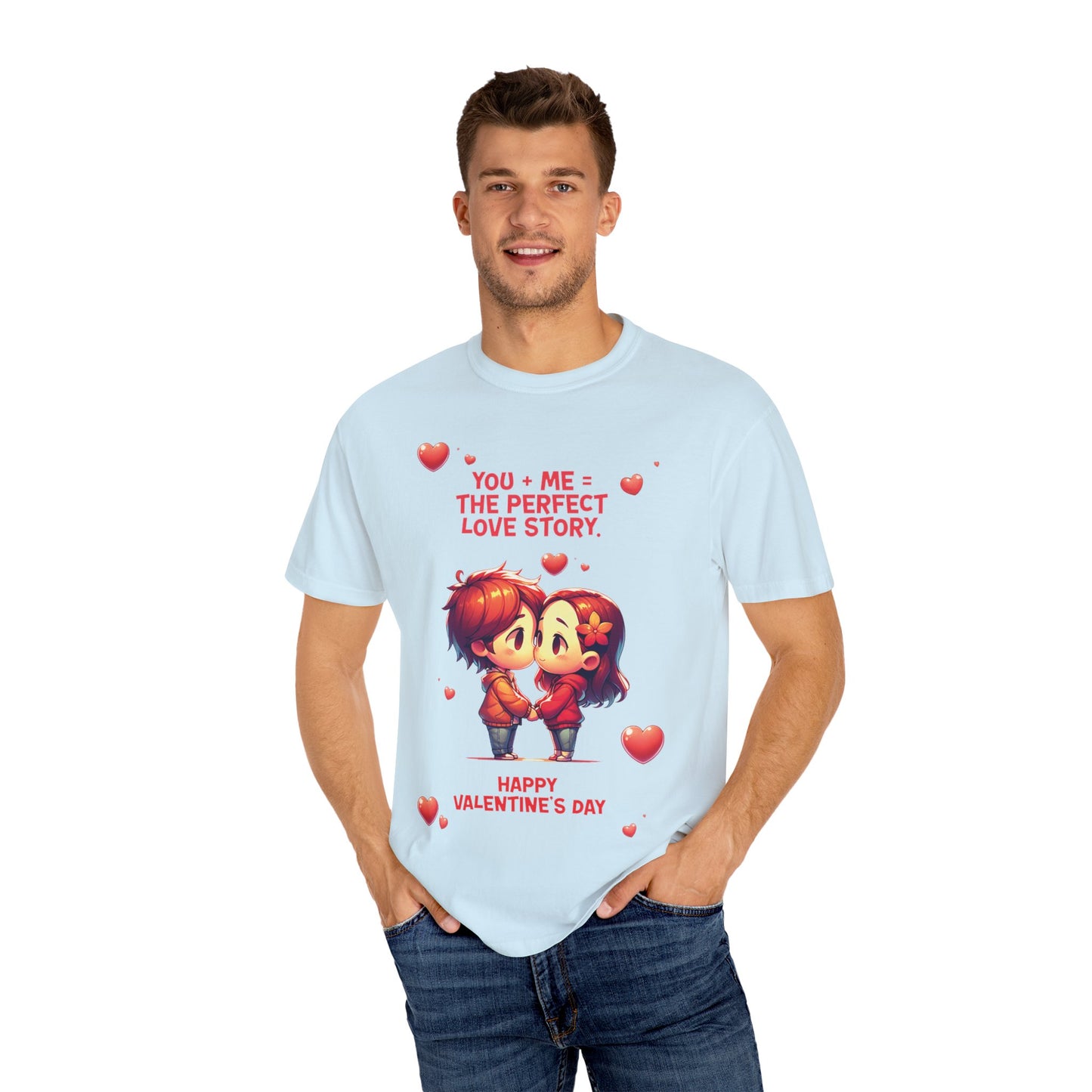 Unisex Garment-Dyed T-Shirt - 'Perfect Story Love' - Valentine's Day