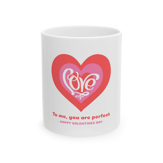 Love Heart Ceramic Mug - 11oz, Gift for Daily Inspiration, Valentine's Day