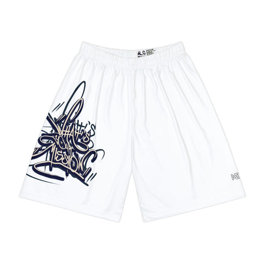 Men's Sports Shorts with Graffiti Design - Stylish Gym Wear
