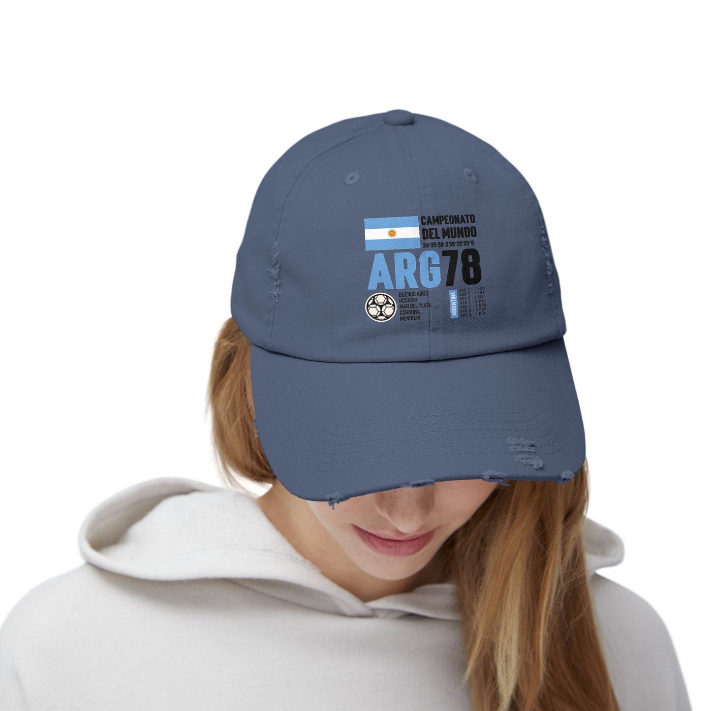 Unisex Distressed Cap Campionato Del Mundo ARG78 Vintage Style Hat