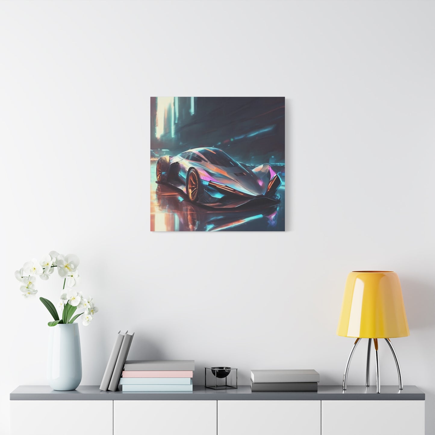 Futuristic Car Matte Canvas Art - 12x12 Inch Wall Decor for Auto Enthusiasts