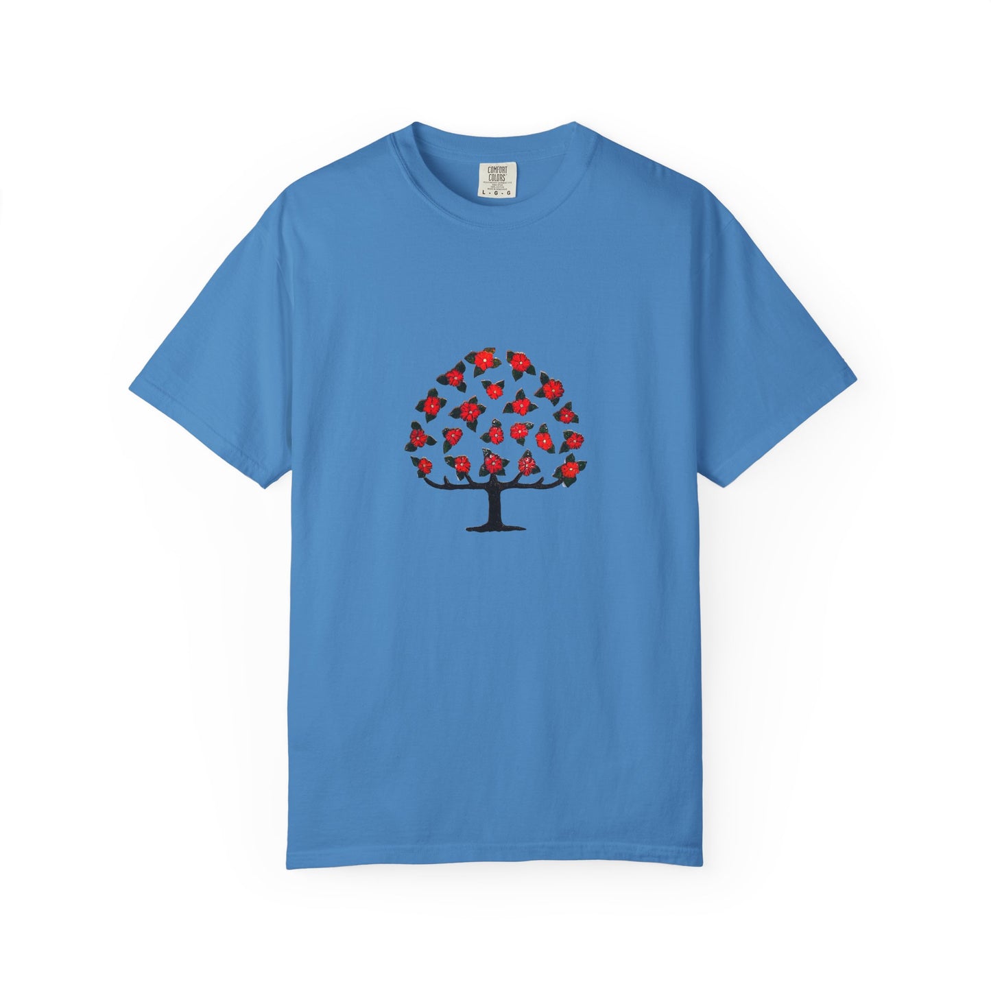 Unisex Garment-Dyed T-Shirt with Blooming Tree Design - Eco-Friendly Fashion