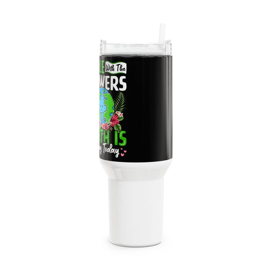 Eco-Friendly 40oz Tumbler - 'Smile with the Flowers' Earth Day Design