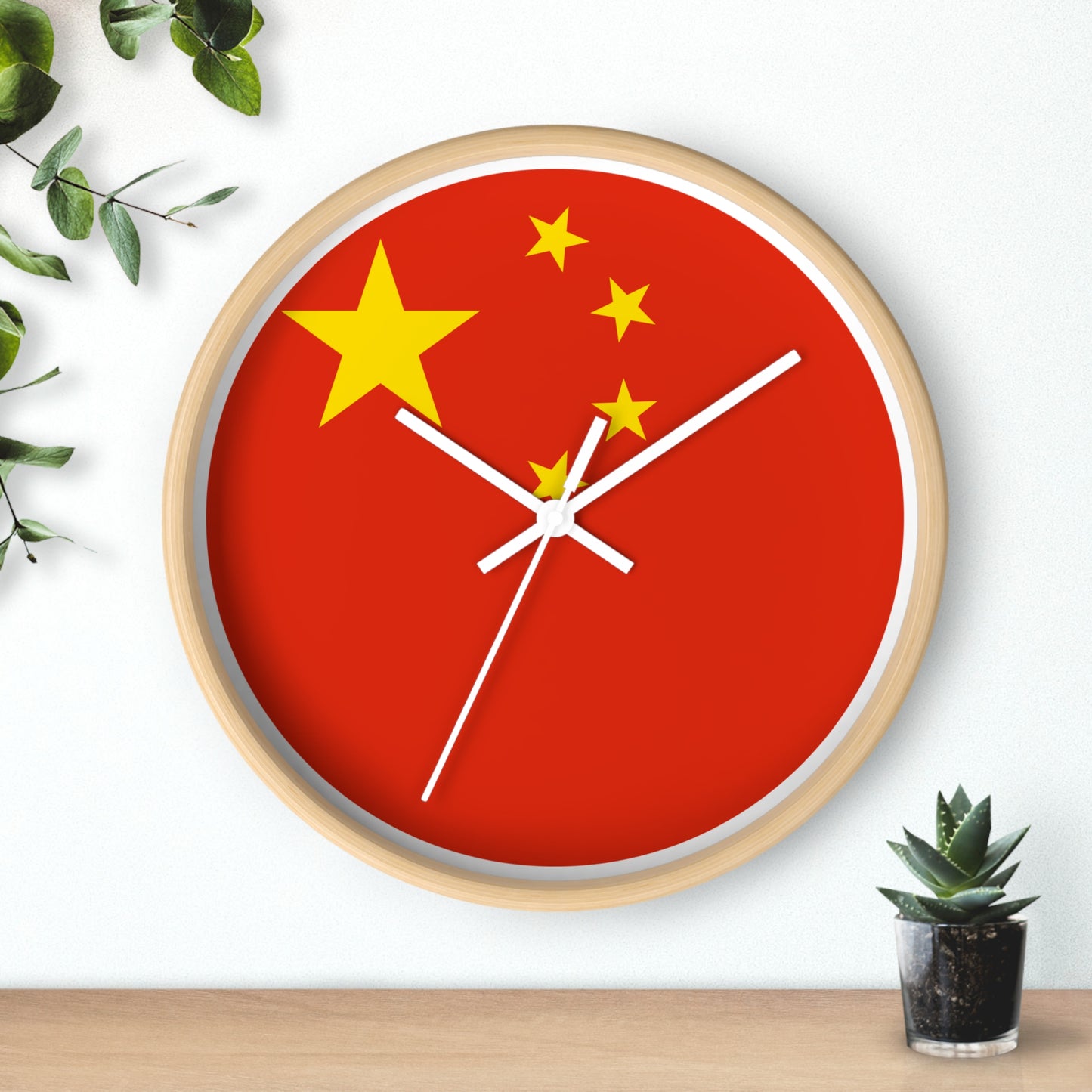 Chinese Flag Wall Clock - Vibrant Red & Yellow Home Decor