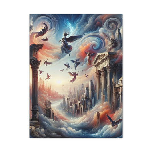 ARCHANGELS in Sky Canvas Art Print - Ethereal Wall Decor