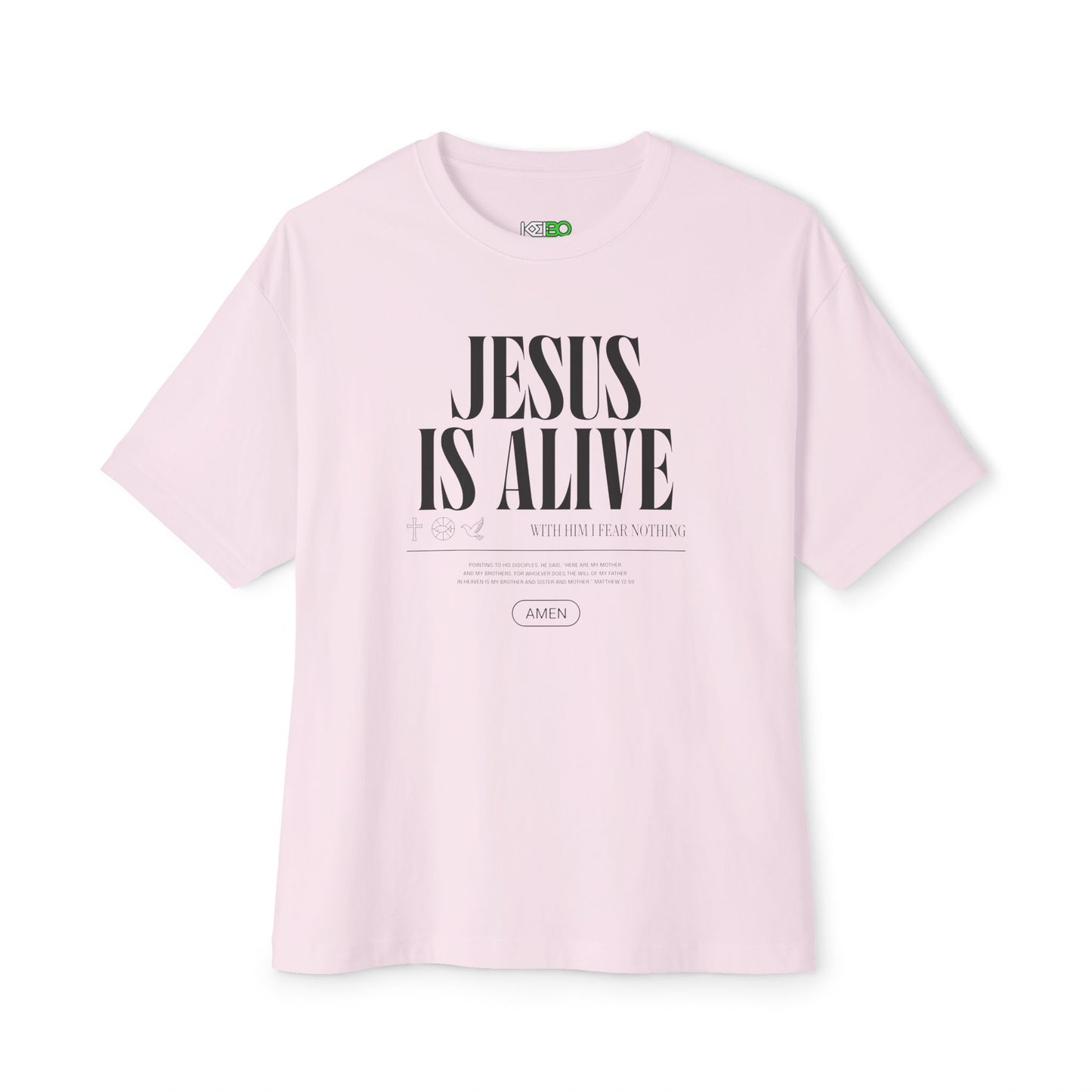 Faith-Inspired Men's Oversized Boxy Tee - "Jesus is Alive" Graphic Tee
