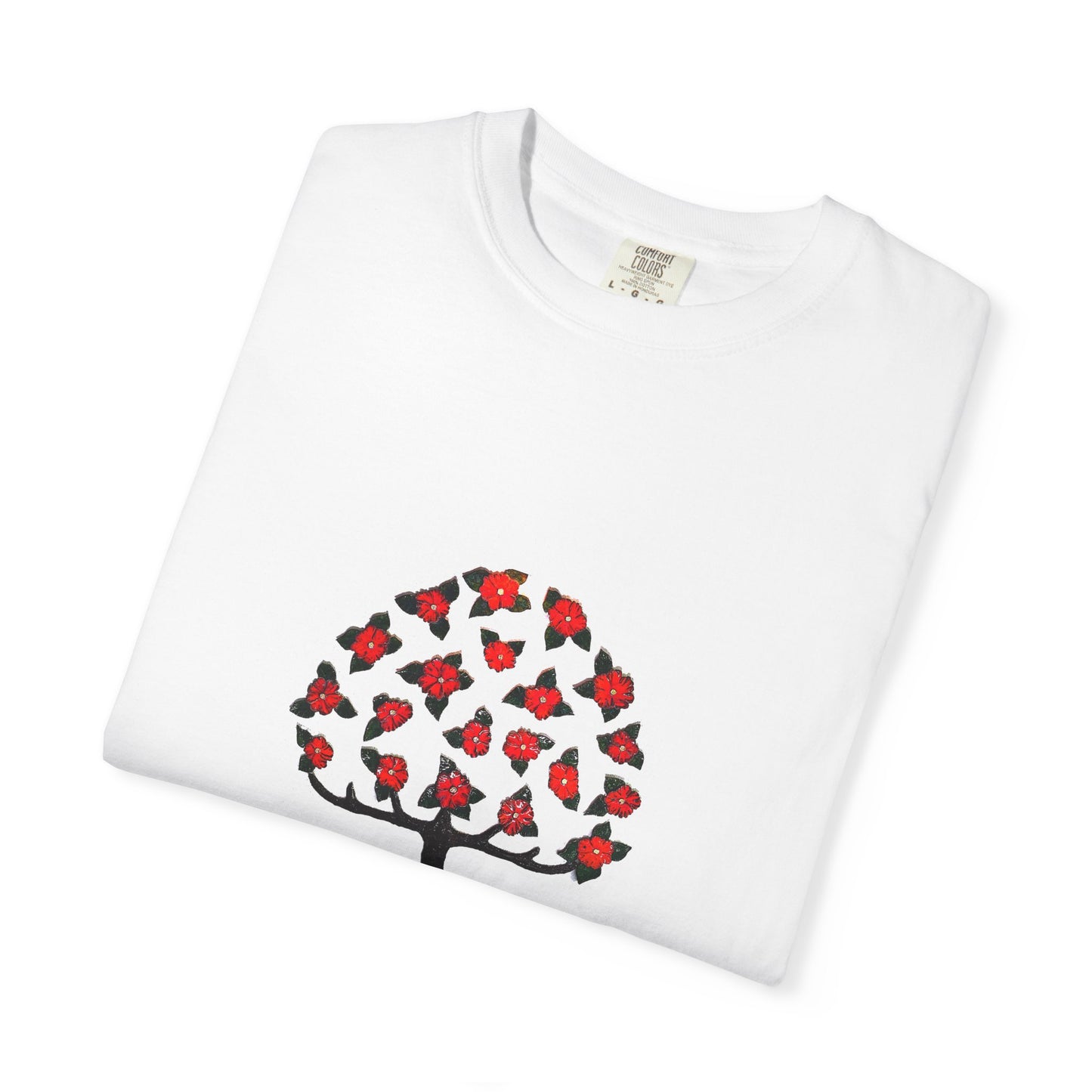 Unisex Garment-Dyed T-Shirt with Blooming Tree Design - Eco-Friendly Fashion