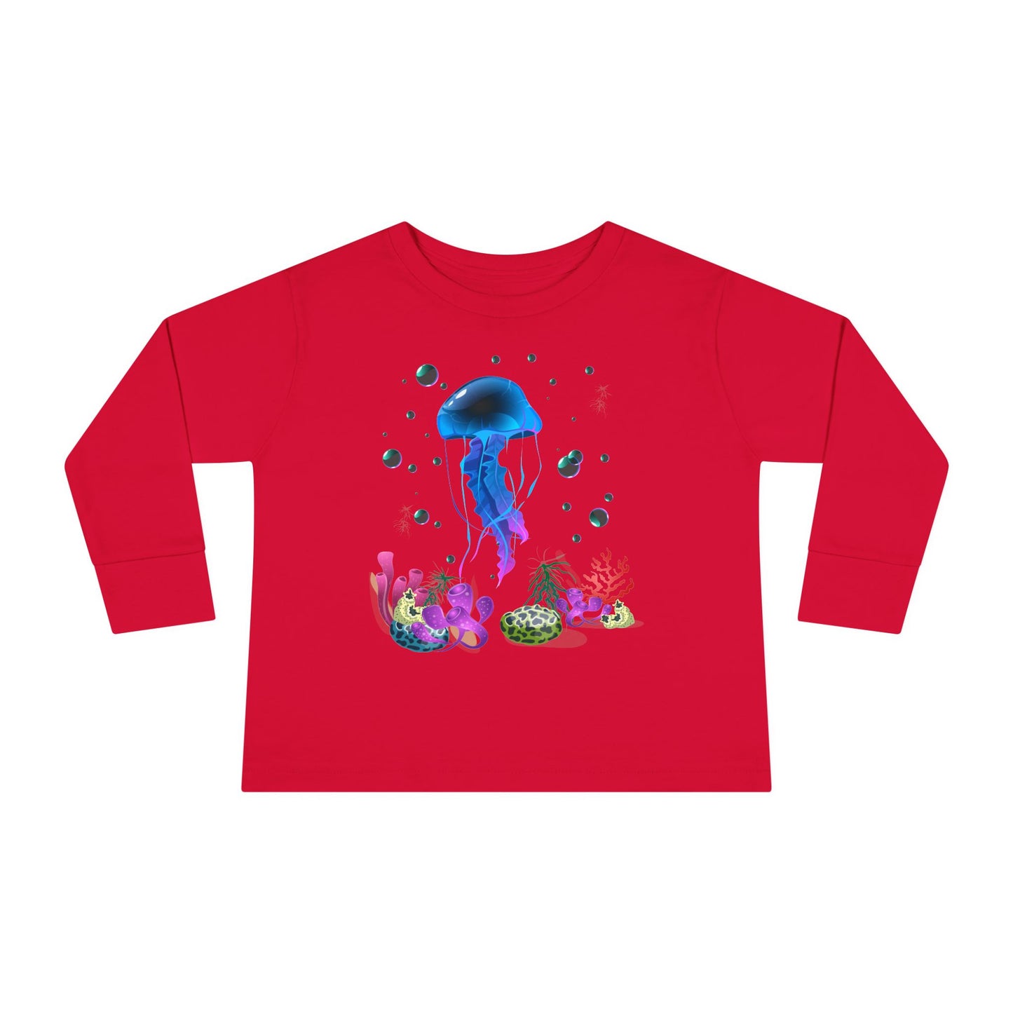 Toddler Long Sleeve Tee Colorful Jellyfish Fun Under the Sea Shirt for Kids
