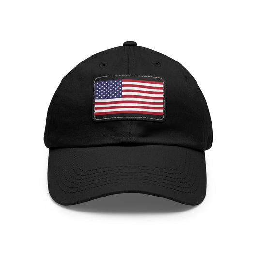 Patriotic Dad Hat with American Flag Leather Patch