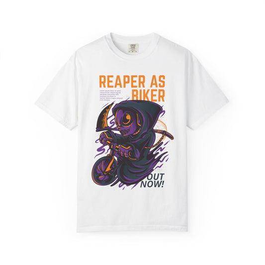 Reaper as Biker Men T-Shirt - Cool Graphic Tee for Bikers and Goth Enthusiasts