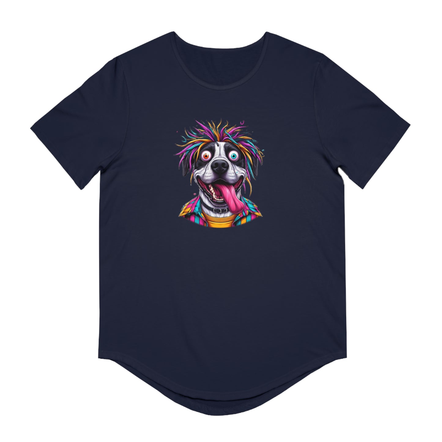 Funny Dog Graphic Curved Hem Tee for Men – Perfect for Dog Lovers