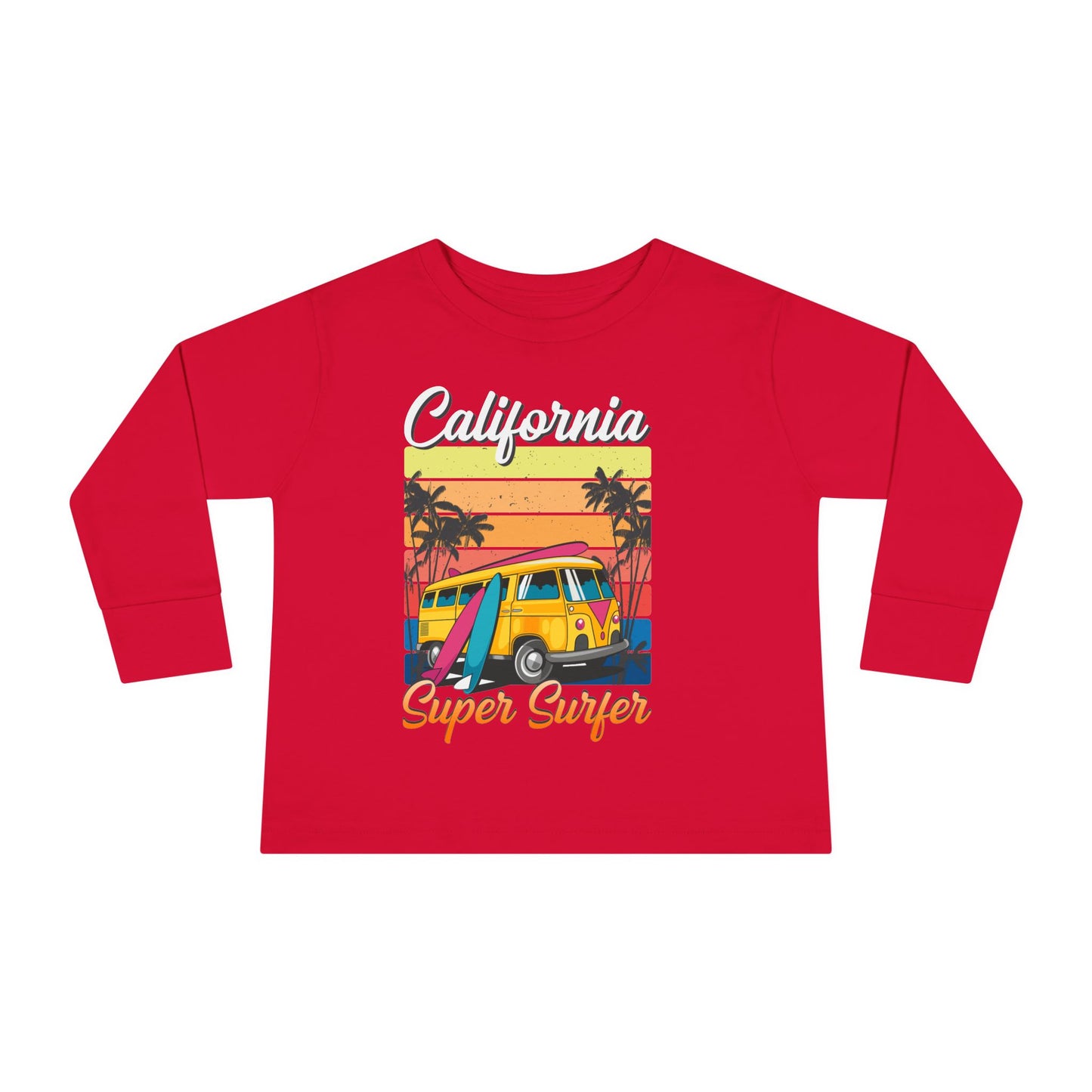 Toddler Long Sleeve Tee California Super Surfer Fun Beach Vibes