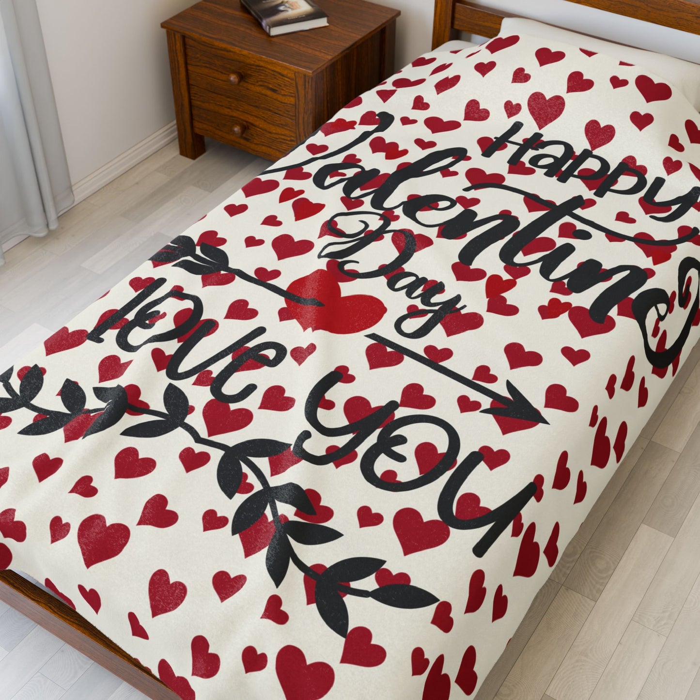Valentine's Day Plush Blanket - 'I Love You' Heart Design