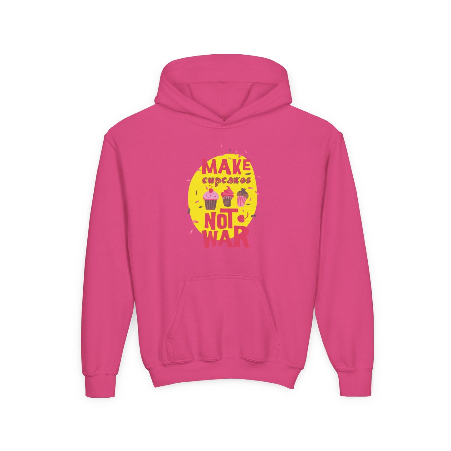 Fun Youth Hoodie for Girl "Make Cupcakes Not War"