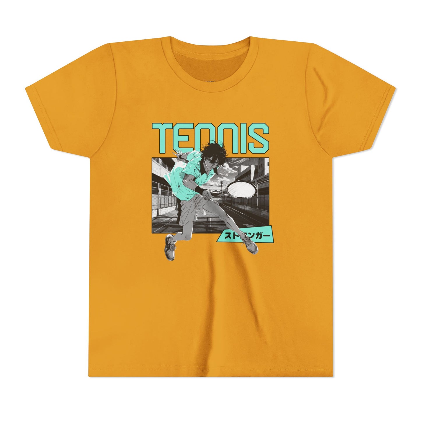 Youth Anime Tennis Short Sleeve Tee – Cool Graphic Sport Tee for Kids