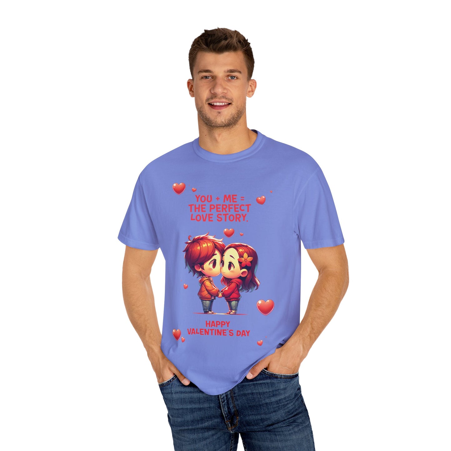 Unisex Garment-Dyed T-Shirt - 'Perfect Story Love' - Valentine's Day