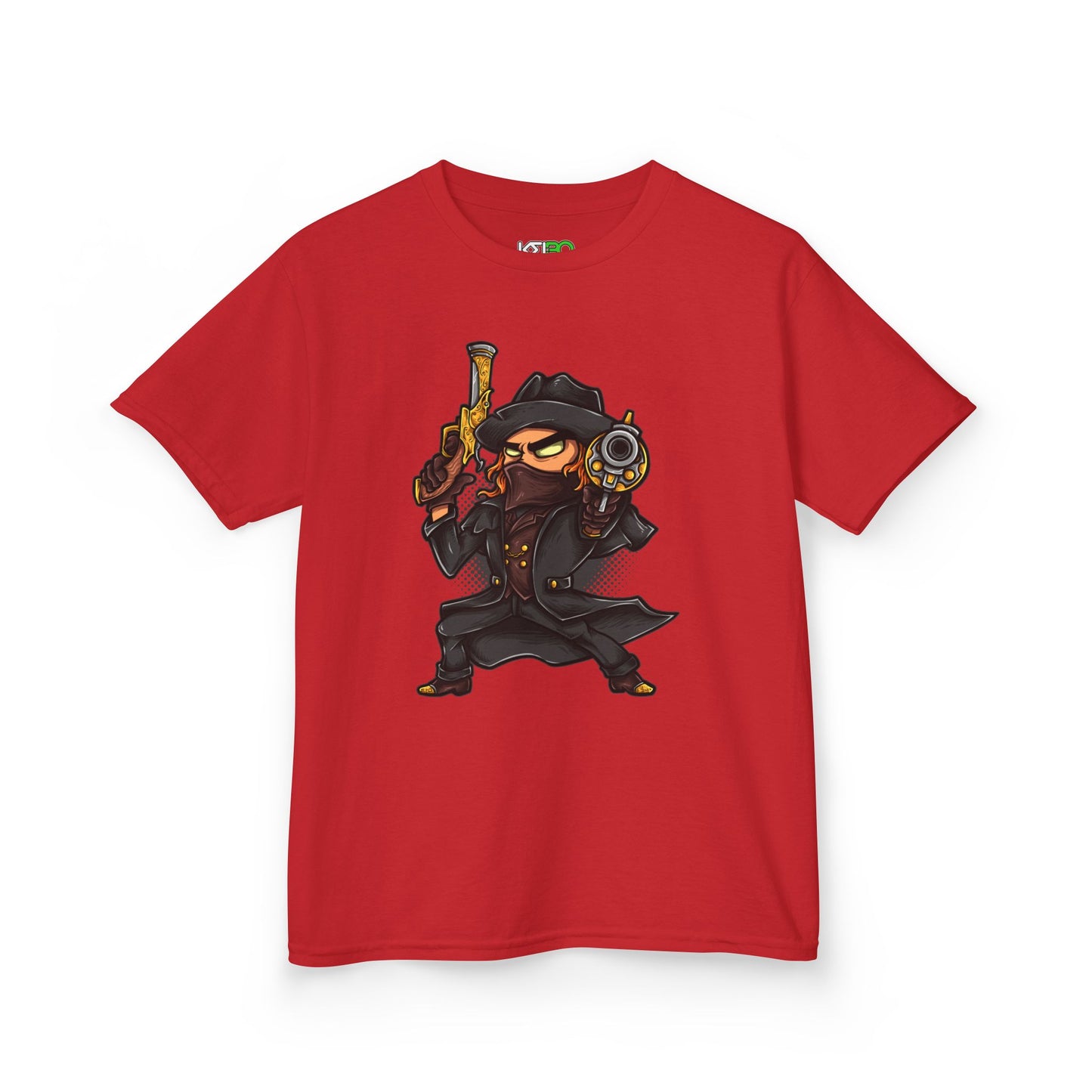 Kids T-shrt Cool Cartoon Character with Gun Design