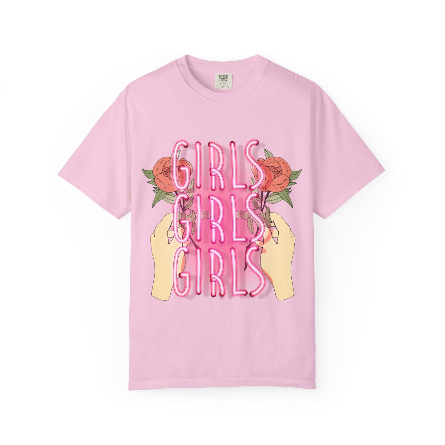 Women Fun Floral T-shirt Girls Girls Girls - Fun Design for Empowering Vibes