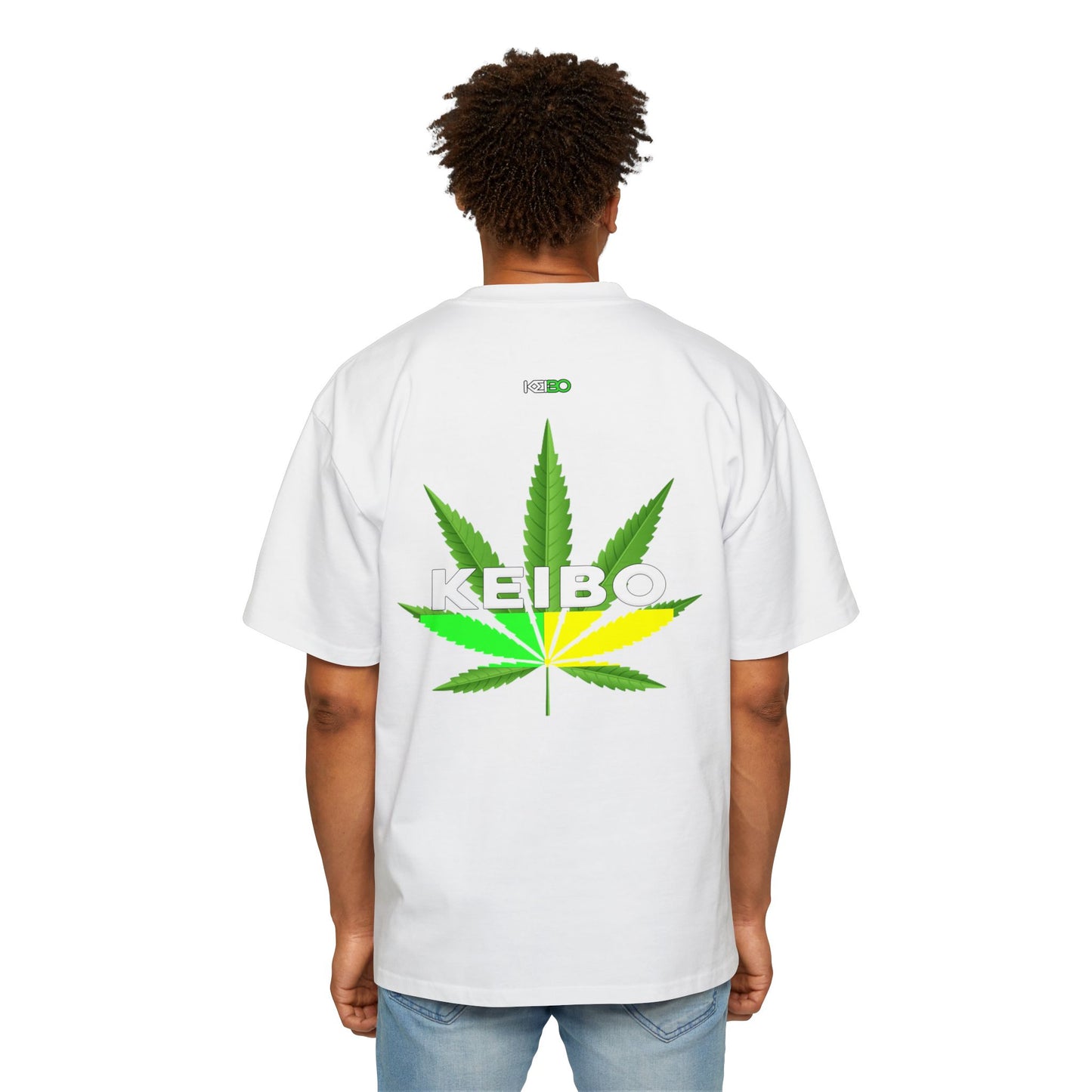 Men's Heavy Oversized Tee - KEIBO Cannabis Leaf Graphic Shirt