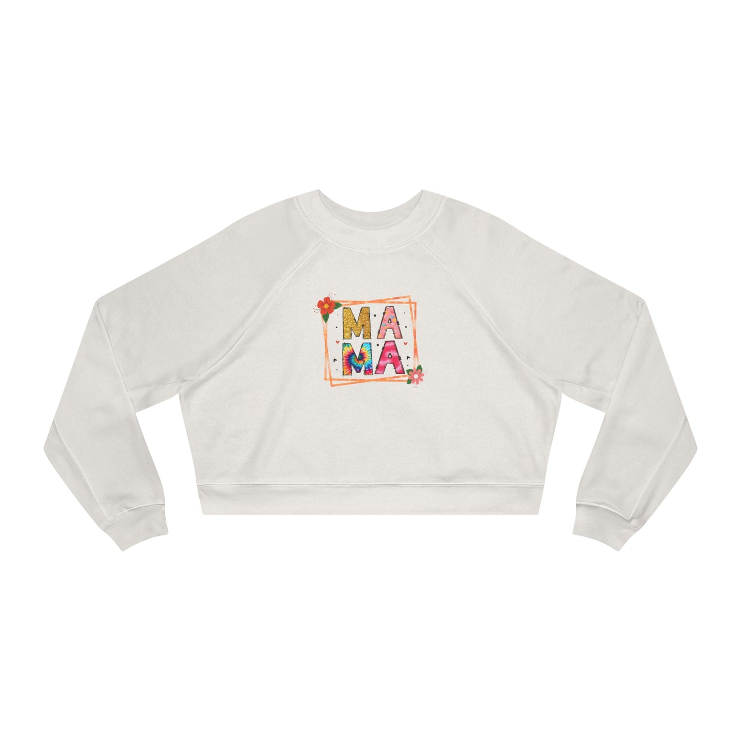 Women's Cropped Fleece Pullover Floral 'Mama' Graphic - Perfect Gift for Moms