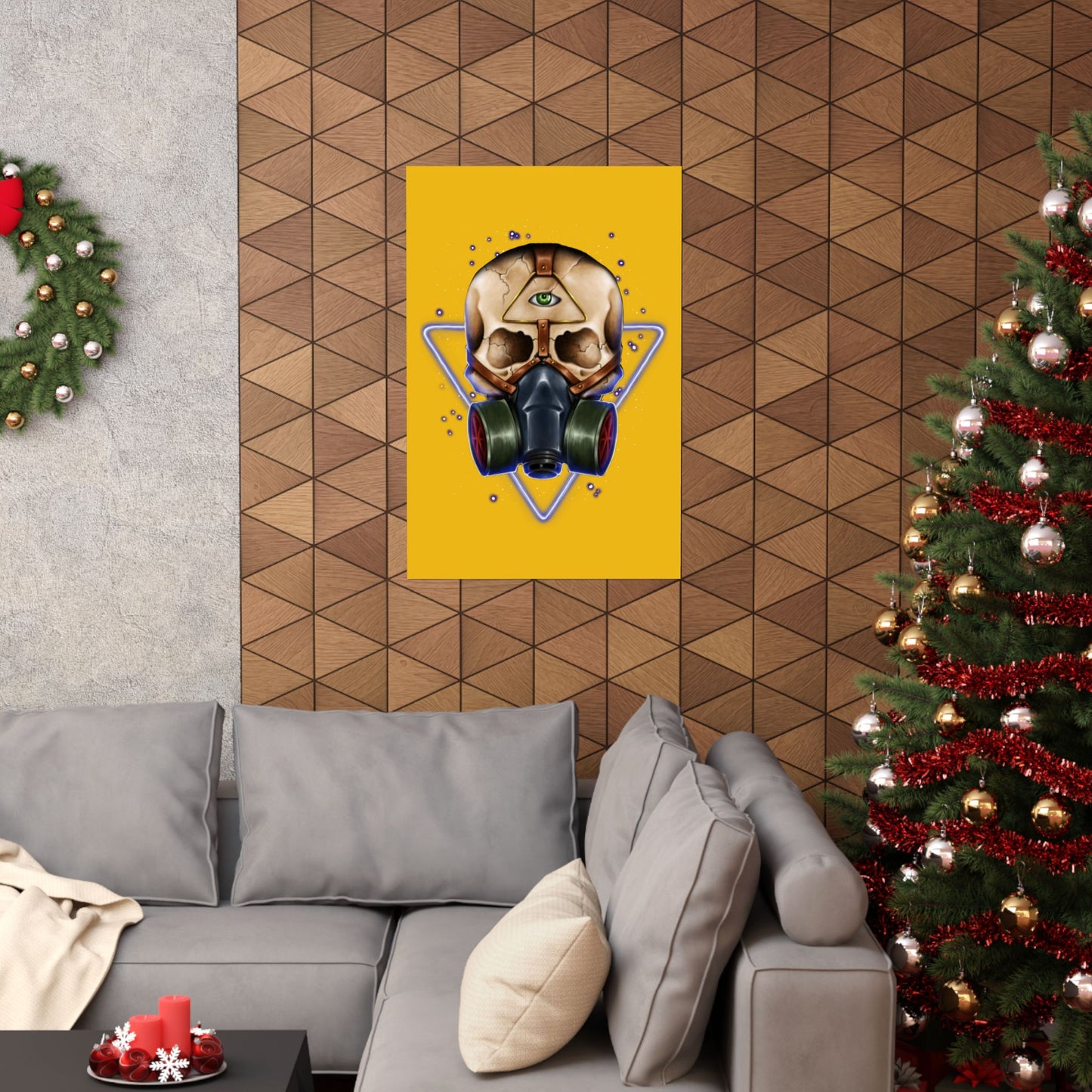 Edgy Matte Vertical Poster - Gas Mask Skull Art for Unique Wall Decor