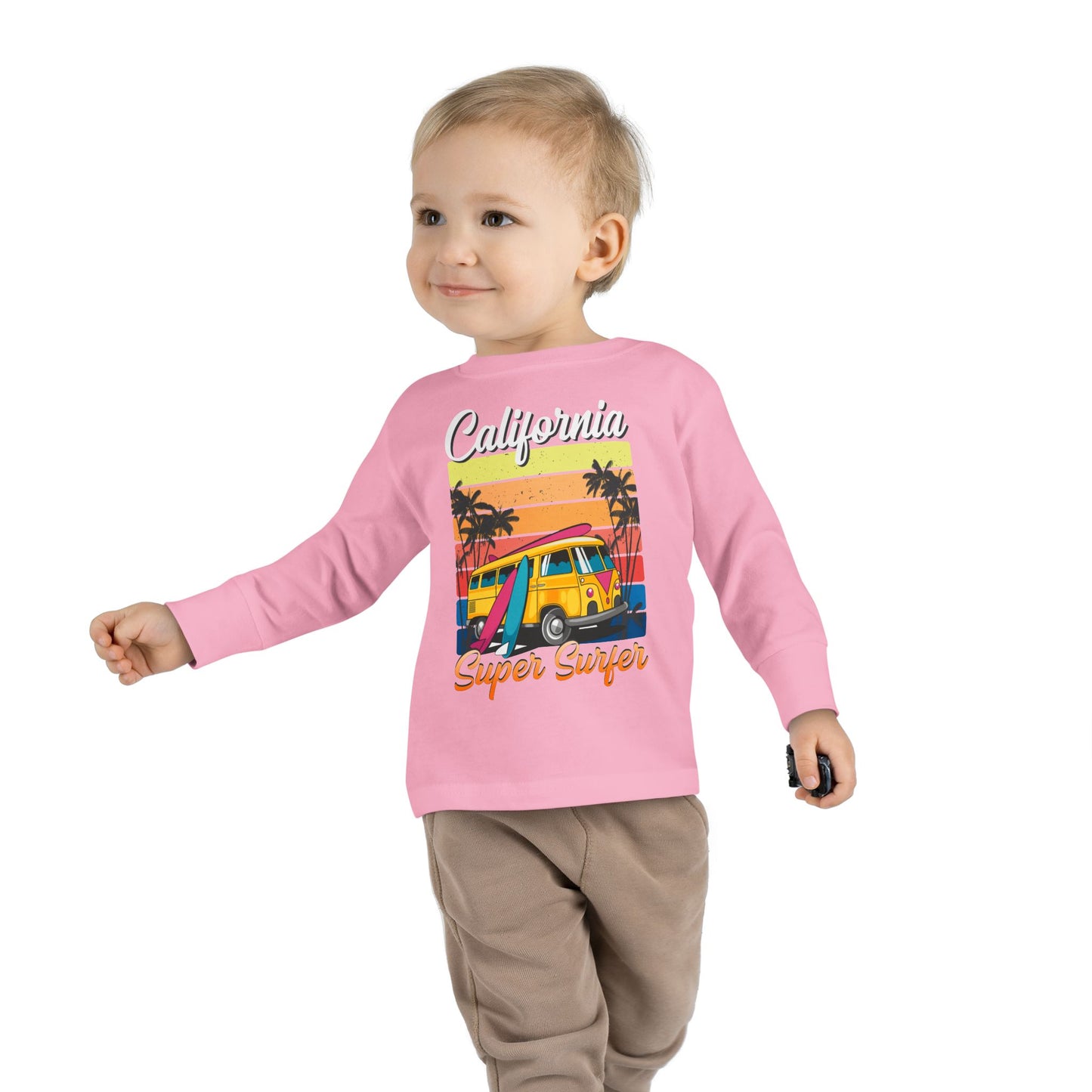 Toddler Long Sleeve Tee California Super Surfer Fun Beach Vibes