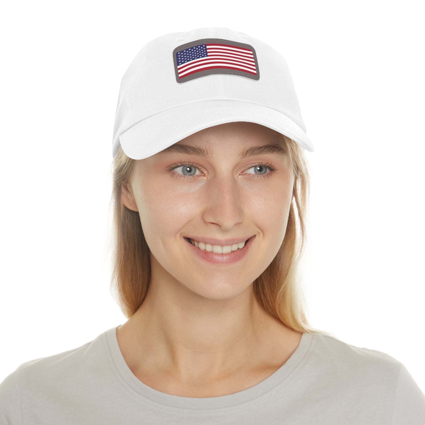 Patriotic Dad Hat with American Flag Leather Patch